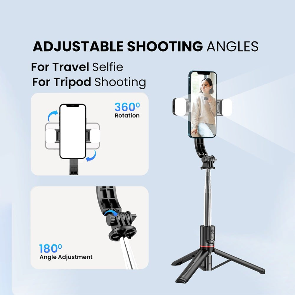 Portronics Lumistick Smart Selfie Stick with 360 Degree Rotation (Black) : 1 unit