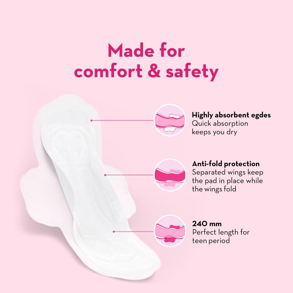 Plush Teen Sanitary Pads (with Elevated Core) : 12 pieces