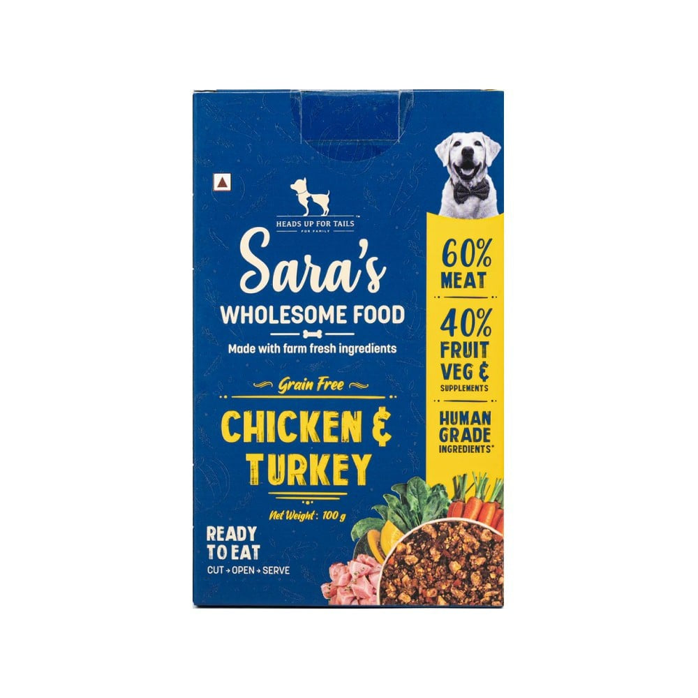 HUFT Sara's Wholesome Grain-Free Chicken & Turkey Dog Food + Sara's Wholesome Grain-Free Lamb & Apple Dog Food Combo : 100 g + 100 g