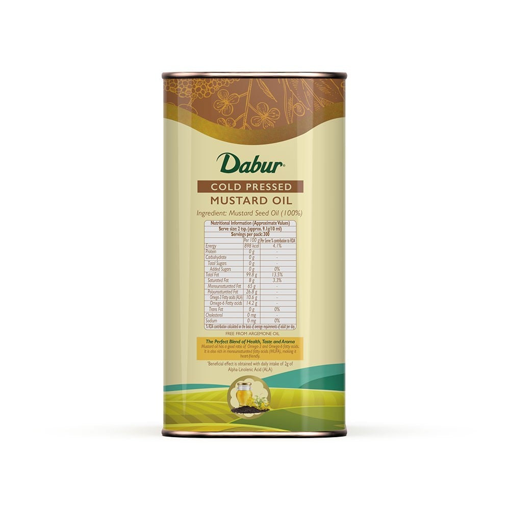 Dabur Cold Pressed Mustard Oil : 3 ltr