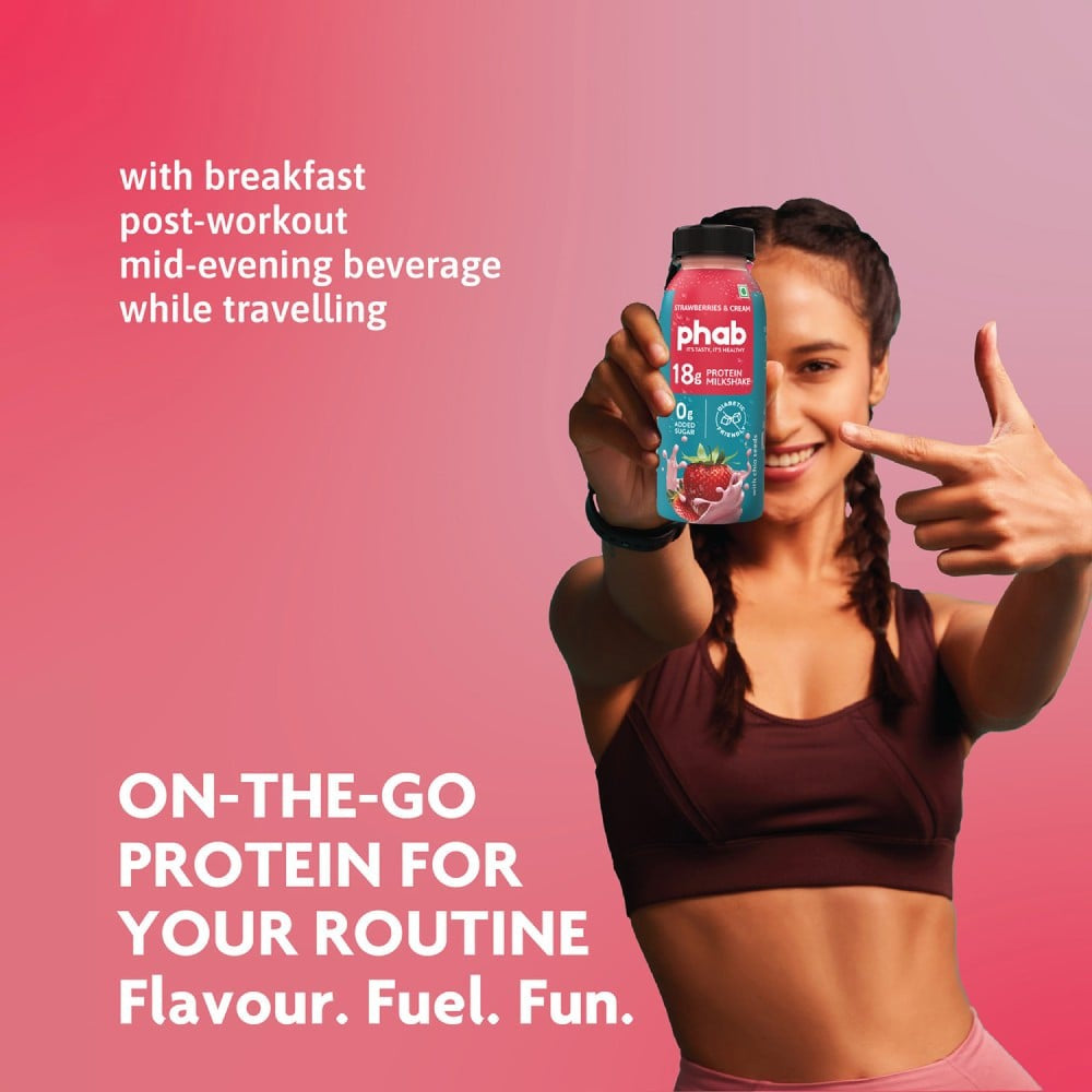 Phab Strawberries & Cream Protein Milkshake (Diabetic Friendly) : 2 x 200 ml