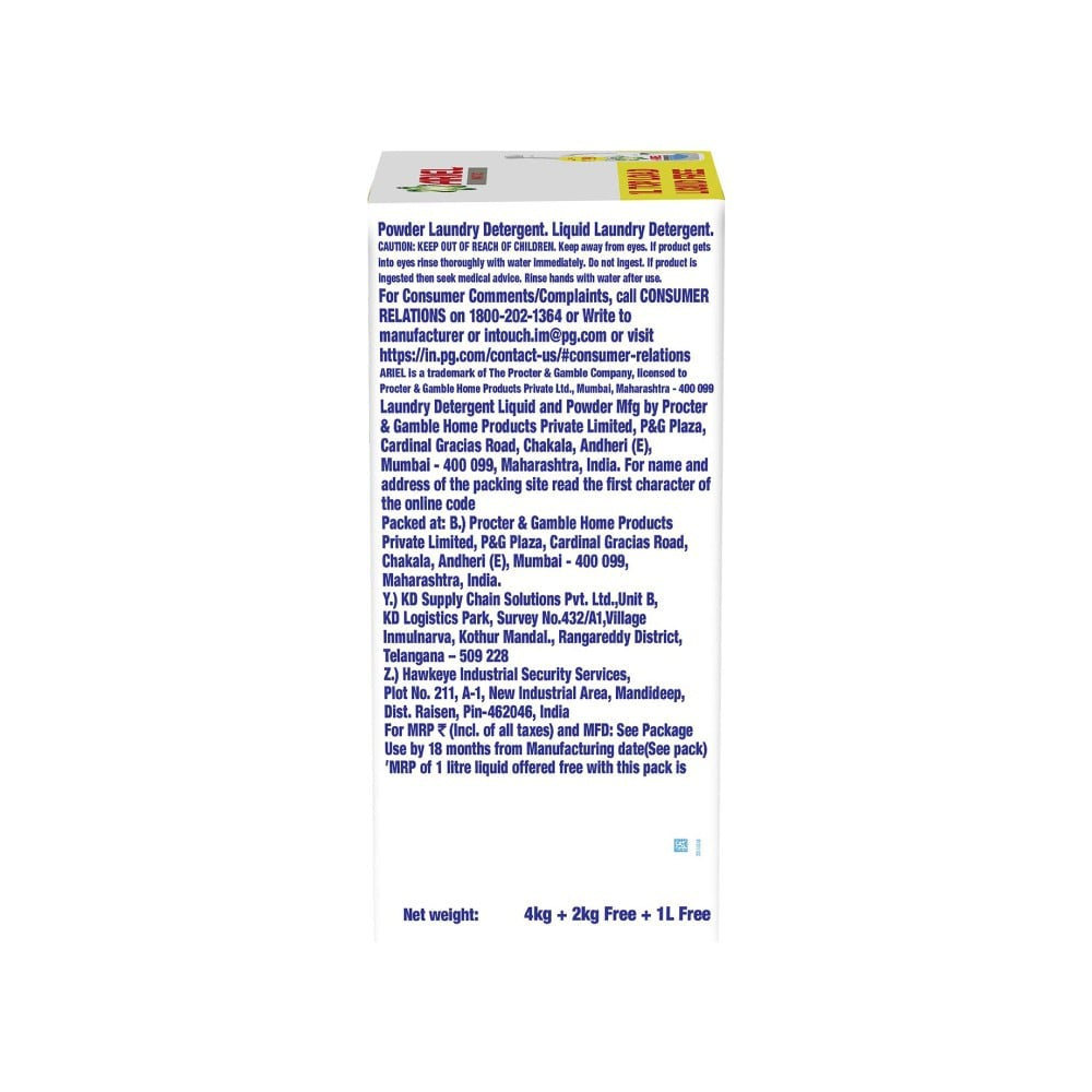 Ariel Top Load Detergent Powder + Liquid Detergent : 6 kg + 1 ltr