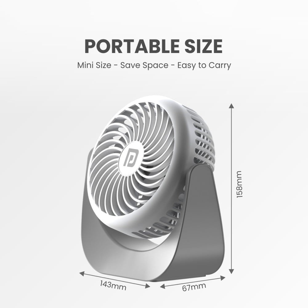 Portronics Toofan Portable Fan (White & Grey, 5W) : 1 unit
