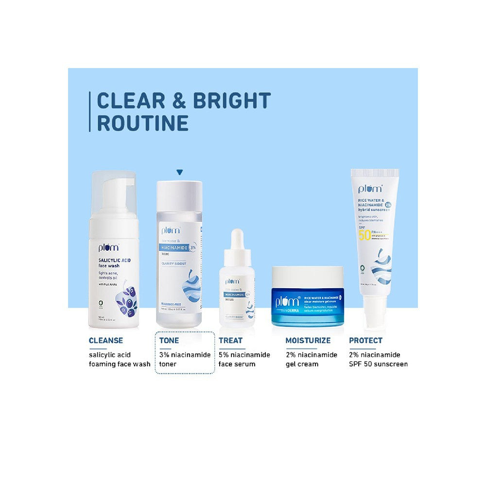 Plum 3% Niacinamide Toner with Rice Water - Pack of 2 : 2 x 150 ml