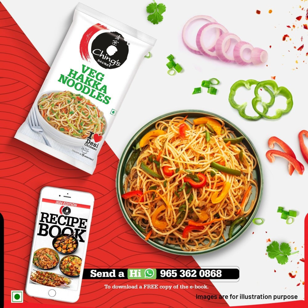 Ching's Secret Veg Hakka Noodles + Red Chilli Sauce, Bold, Fiery & Aromatic Combo : 140 g + 200 g