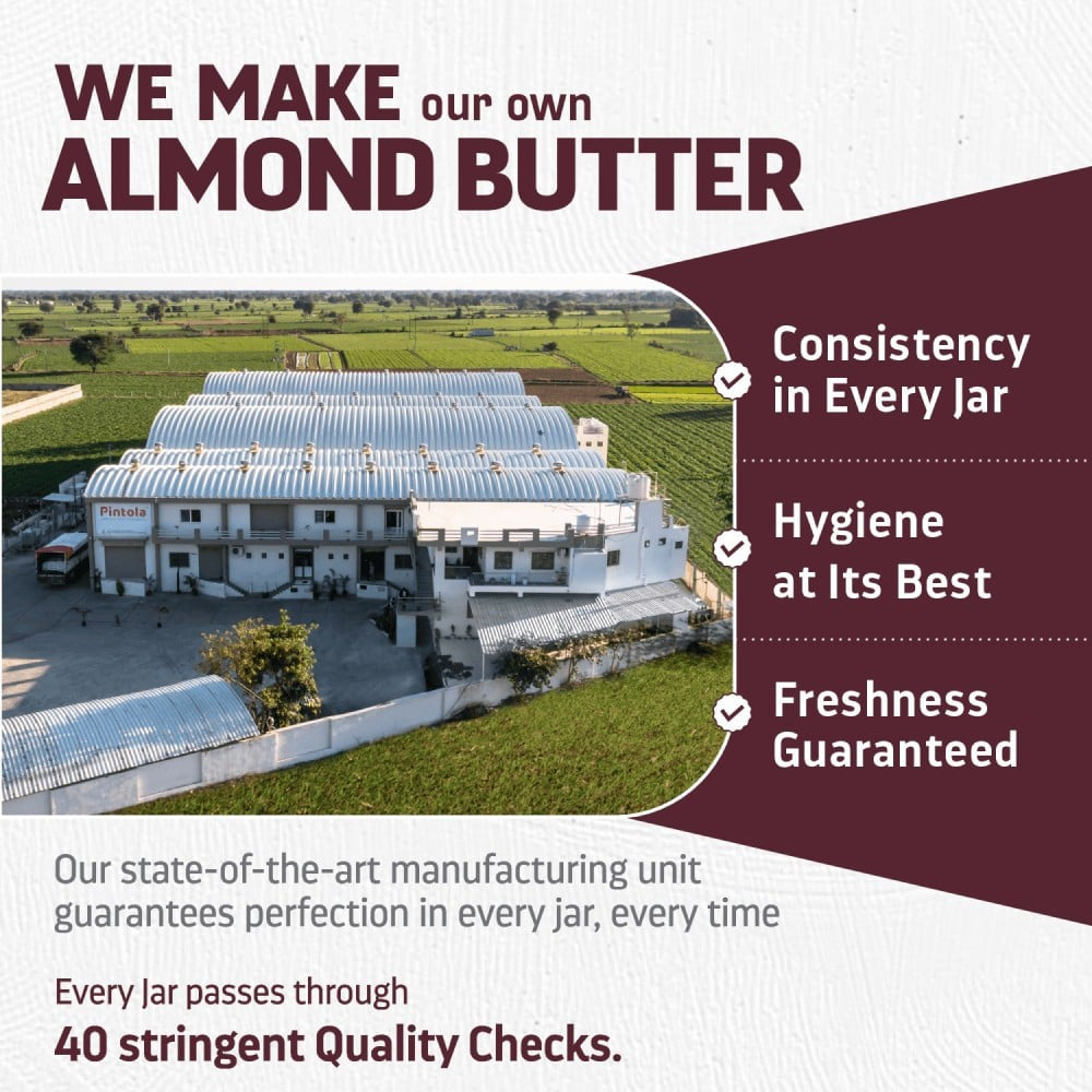 Pintola Unsweetened Creamy Almond Butter - Pack of 2 : 2 x 200 g