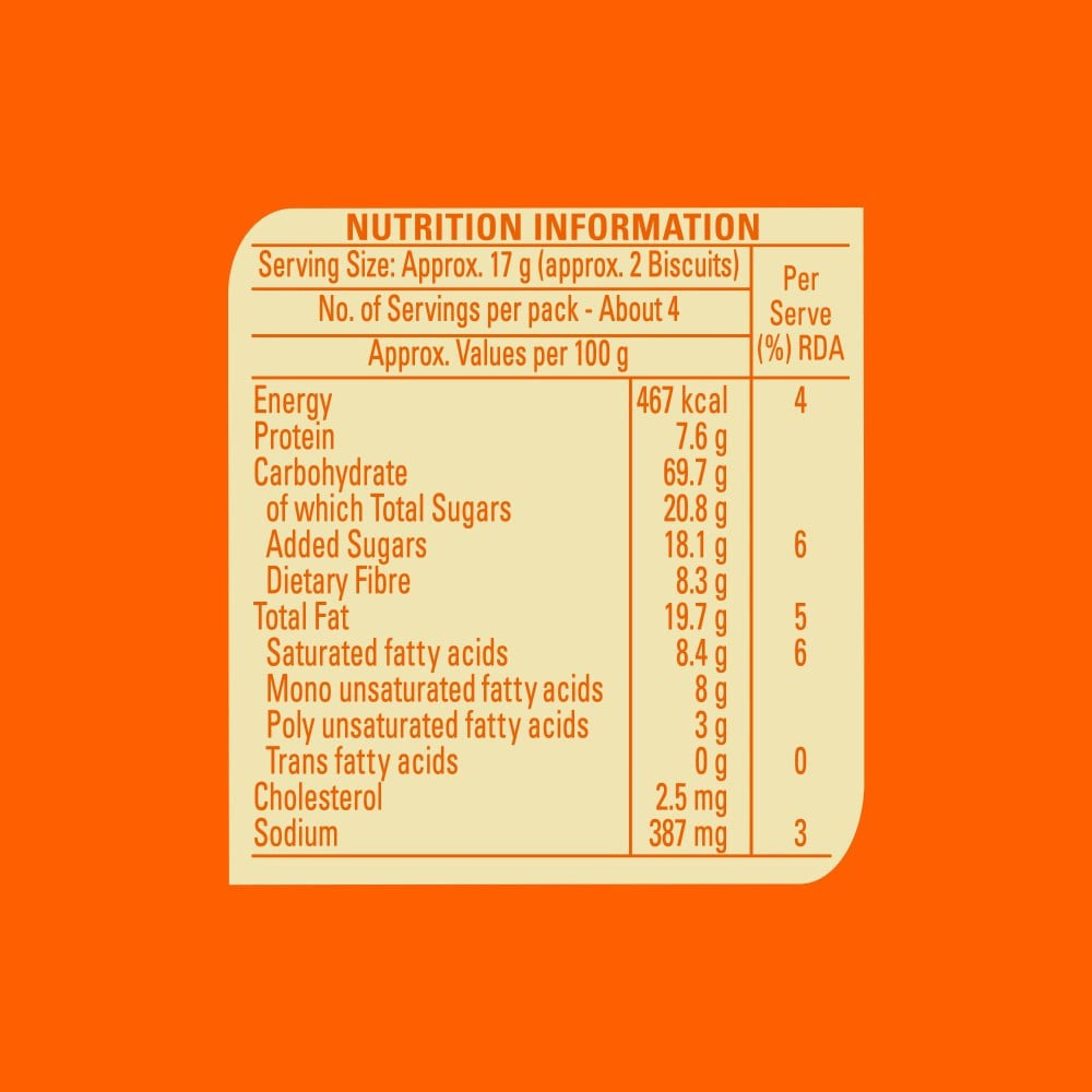 Britannia NutriChoice Oats Orange & Almond Biscuit (0% Maida) : 75 g