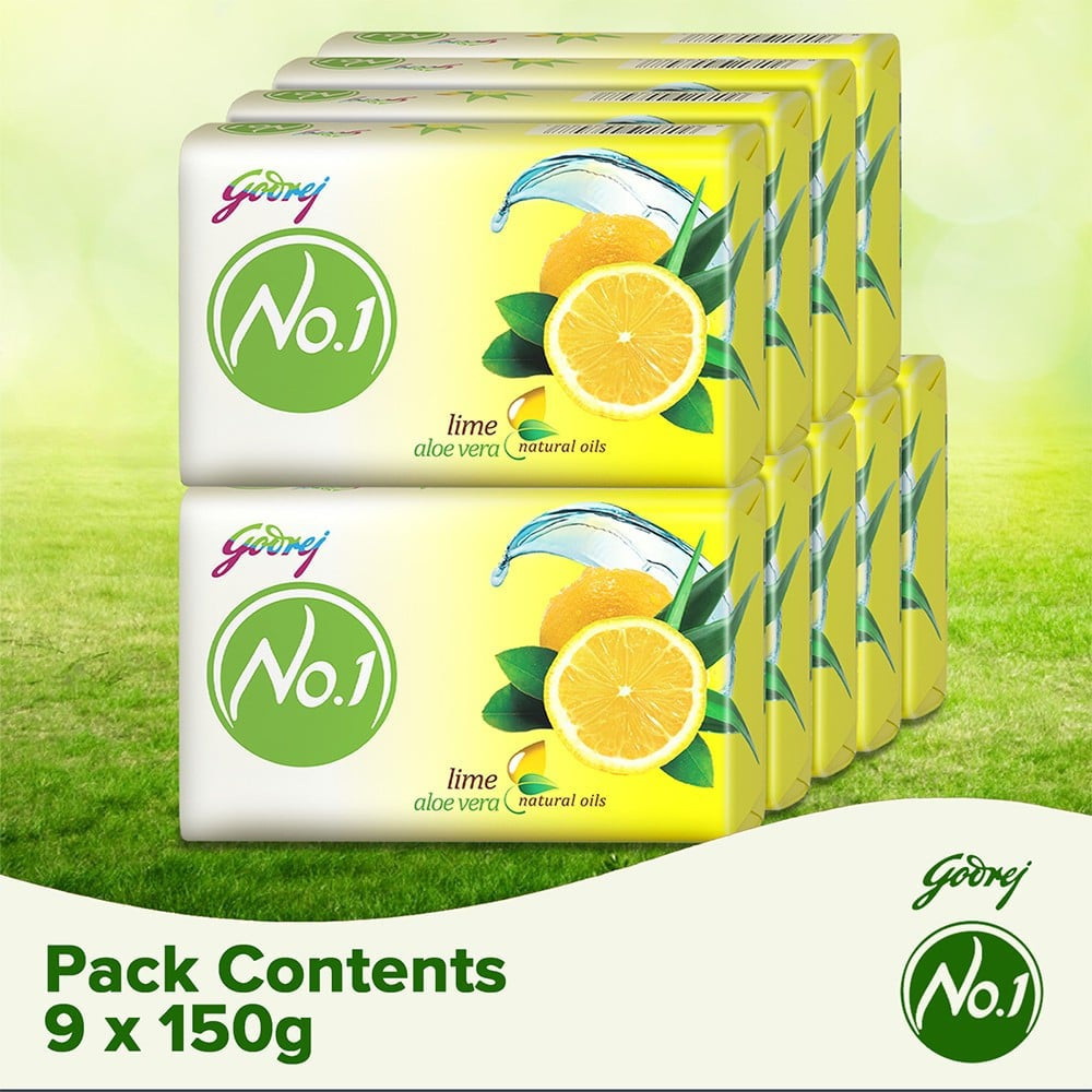 Godrej No.1 Lime & Aloe Vera Soap : 9 x 150 g