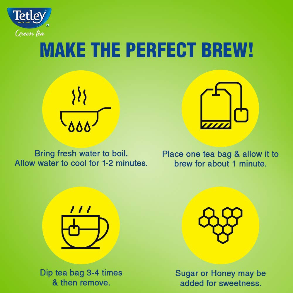 Tetley Ginger, Lemon & Mint Green Tea Bags (Immune with added Vitamin C) : 100 units