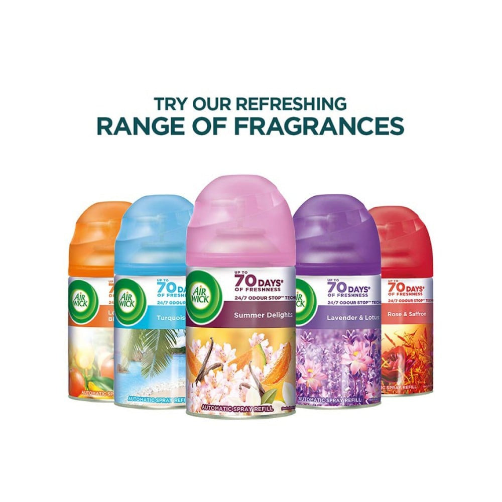 Airwick Airwick Air Freshener Kit (Machine + Summer Delights Refill) + Airwick Freshmatic Autospray Air Freshener Kit (Lavender & Lotus) Combo : 250 ml + 1 pack