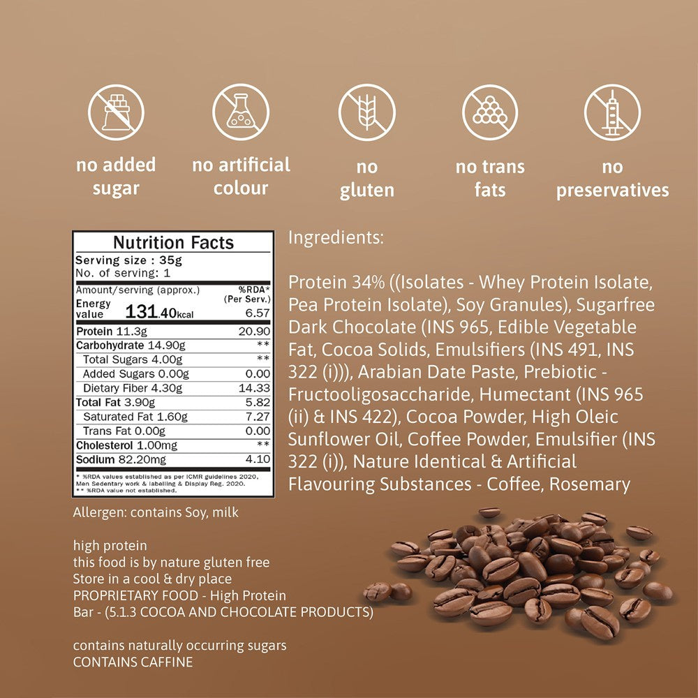 Phab Mocha Nut Fudge 11g Protein Bar : 3 x 35 g