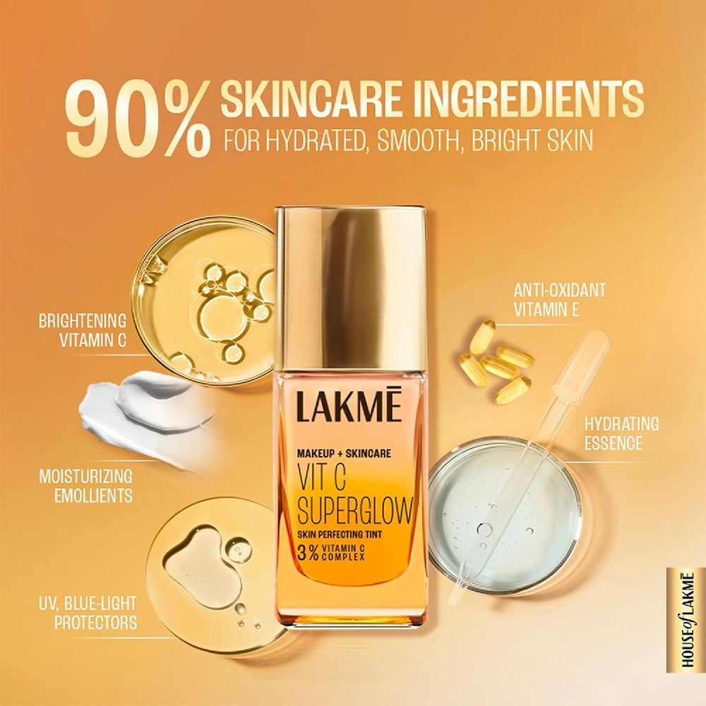 Lakme Makeup+ Skincare Vitamin C SuperGlow Foundation (Warm Natural) : 25 ml