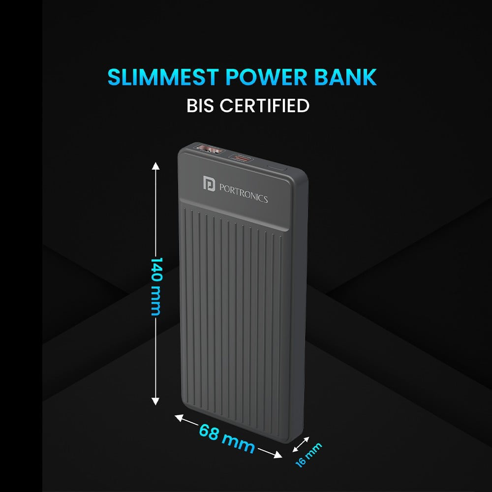 Portronics Luxcell B 10K 22.5W 10000mAh Power Bank (Black) : 1 unit