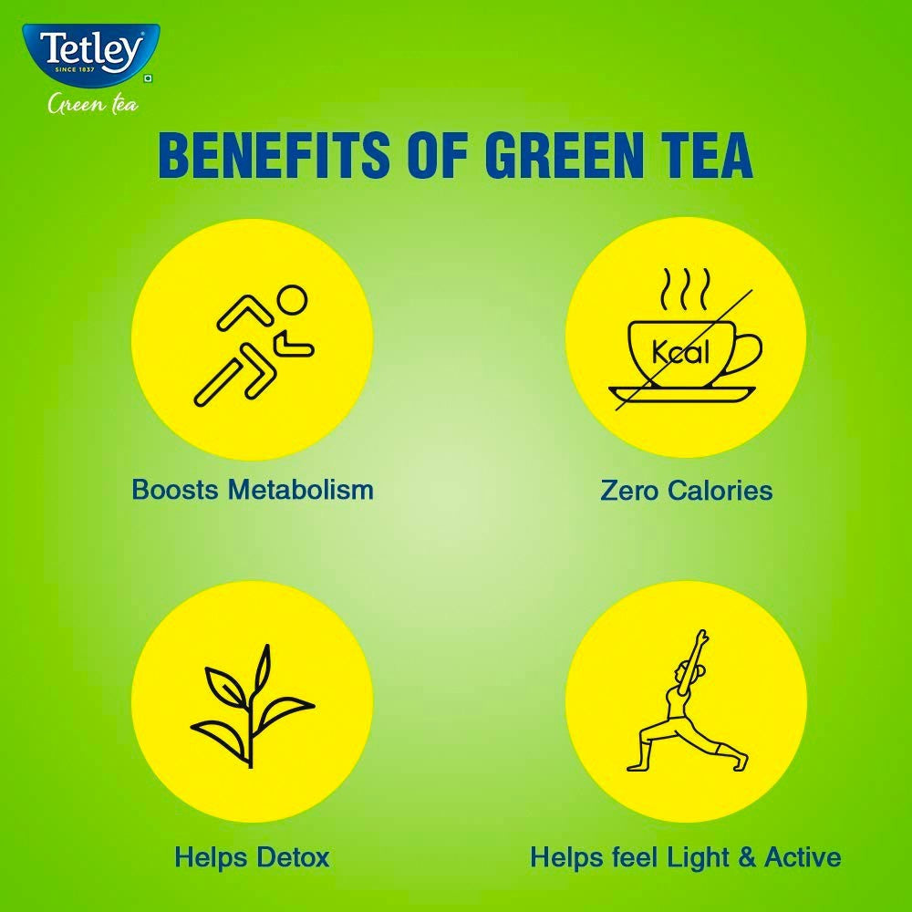 Tetley Lemon & Honey Green Tea Bags : 25 pieces