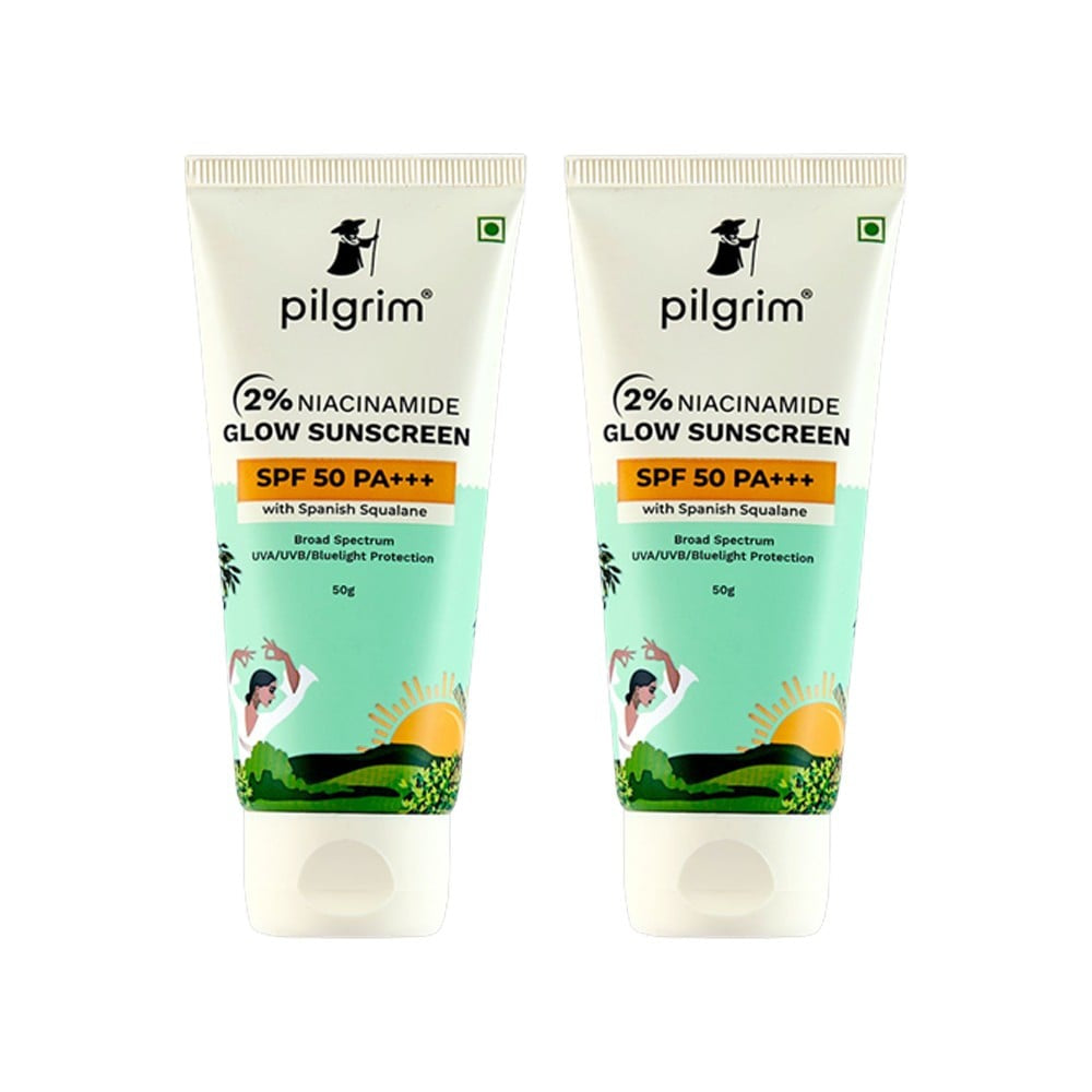 Pilgrim 2% Niacinamide Glow Sunscreen (with SPF 50 PA+++) - Pack of 2 : 2 x 50 g
