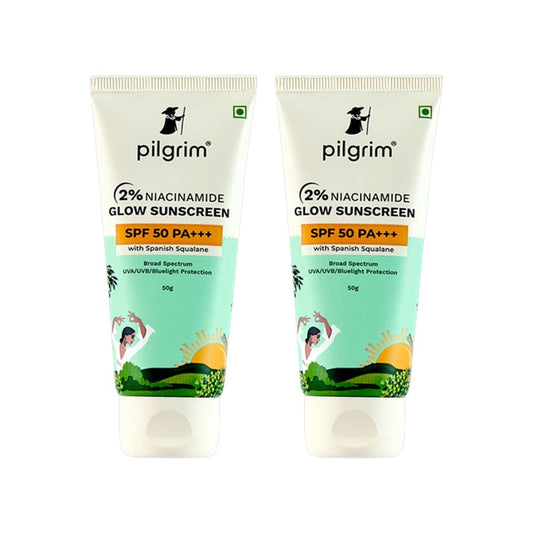 Pilgrim 2% Niacinamide Glow Sunscreen (with SPF 50 PA+++) - Pack of 2 : 2 x 50 g