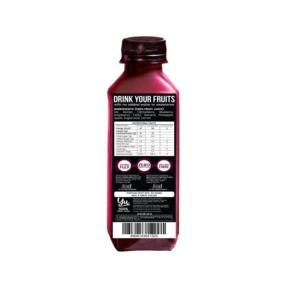 Yu Berry Blast 100% Fruit Juice With Berry Pieces : 250 ml