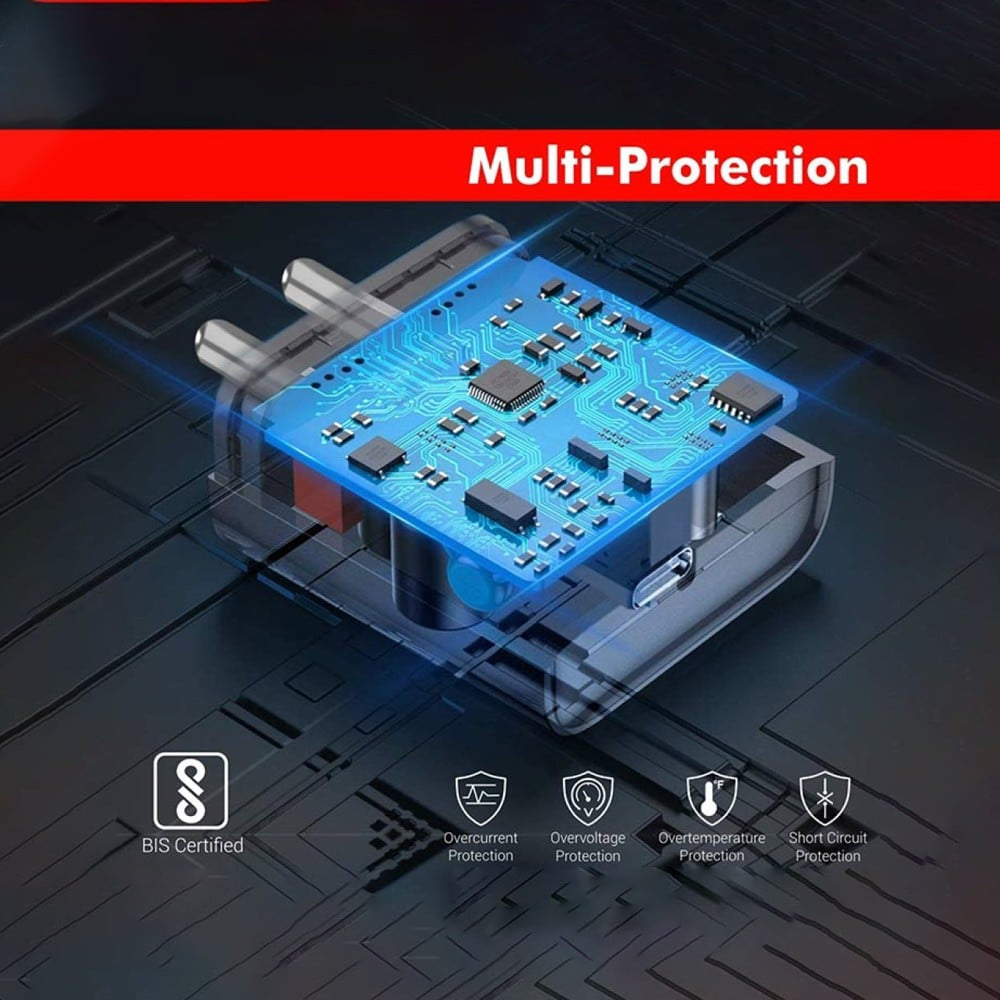 Portronics Adapto 20 W Fast Charging Adapter (Type C, White) : 1 piece