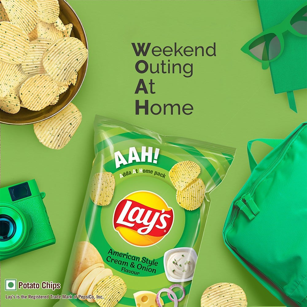 Lay's American Style Cream & Onion Potato Chips (143 g) - Pack of 3 : 3 x 143 g