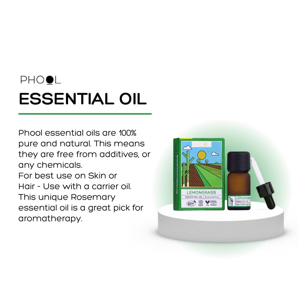 Phool Lemongrass Essential Oil - For Aromatherapy, Spa, and Home Diffuser : 10 ml