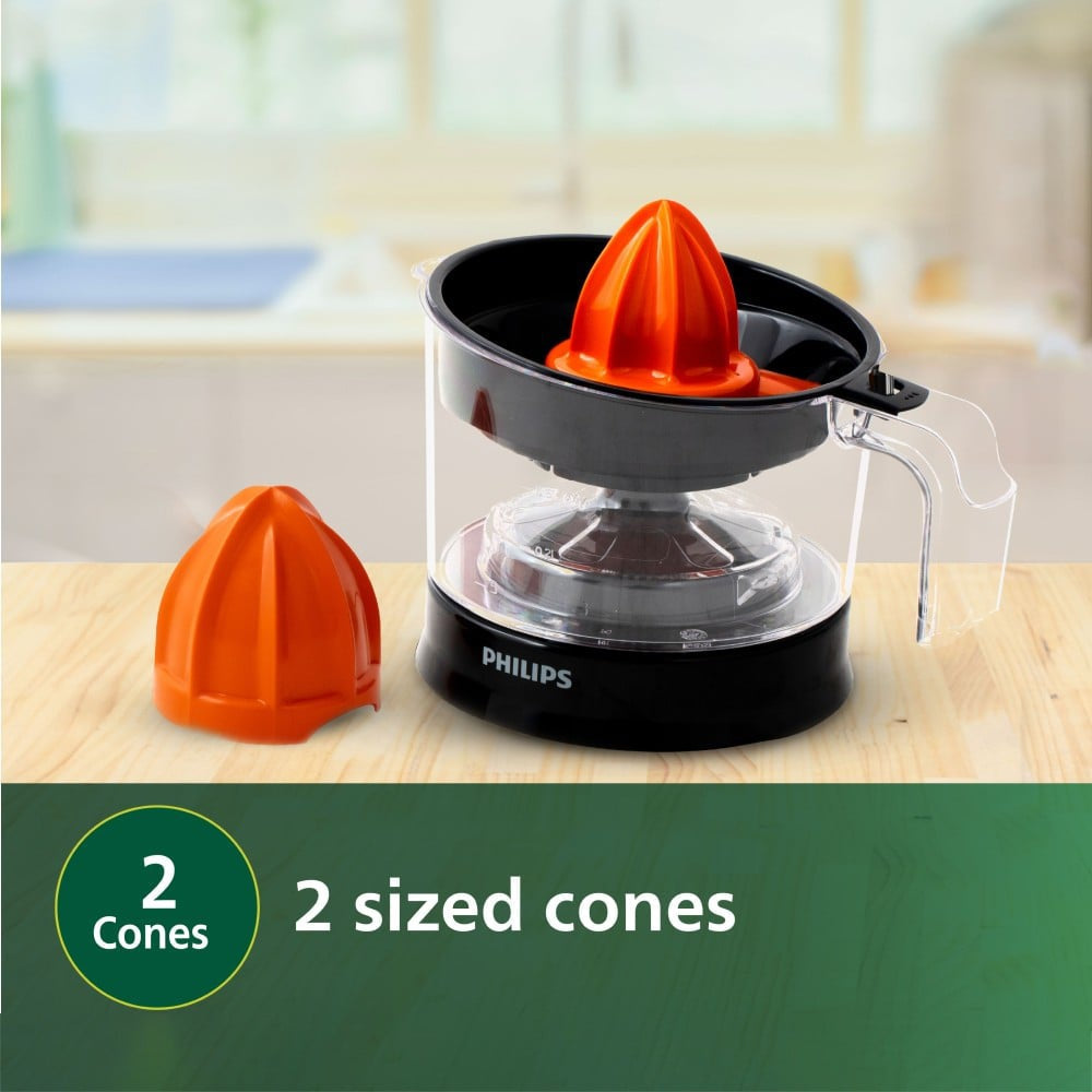 Philips Press 25W Juicer (0.5 Litre, 2 Sized Cones) (Black) : 1 unit