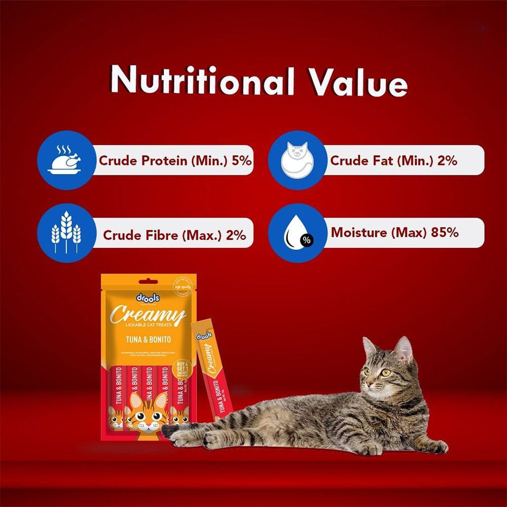 Drools Tuna and Bonito Lickable Creamy Cat Treat : 1 pack (4+1 pieces)