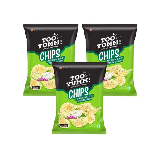 Too Yumm American Style Cream & Onion Potato Chips - Pack of 3 : 3 x 84 g