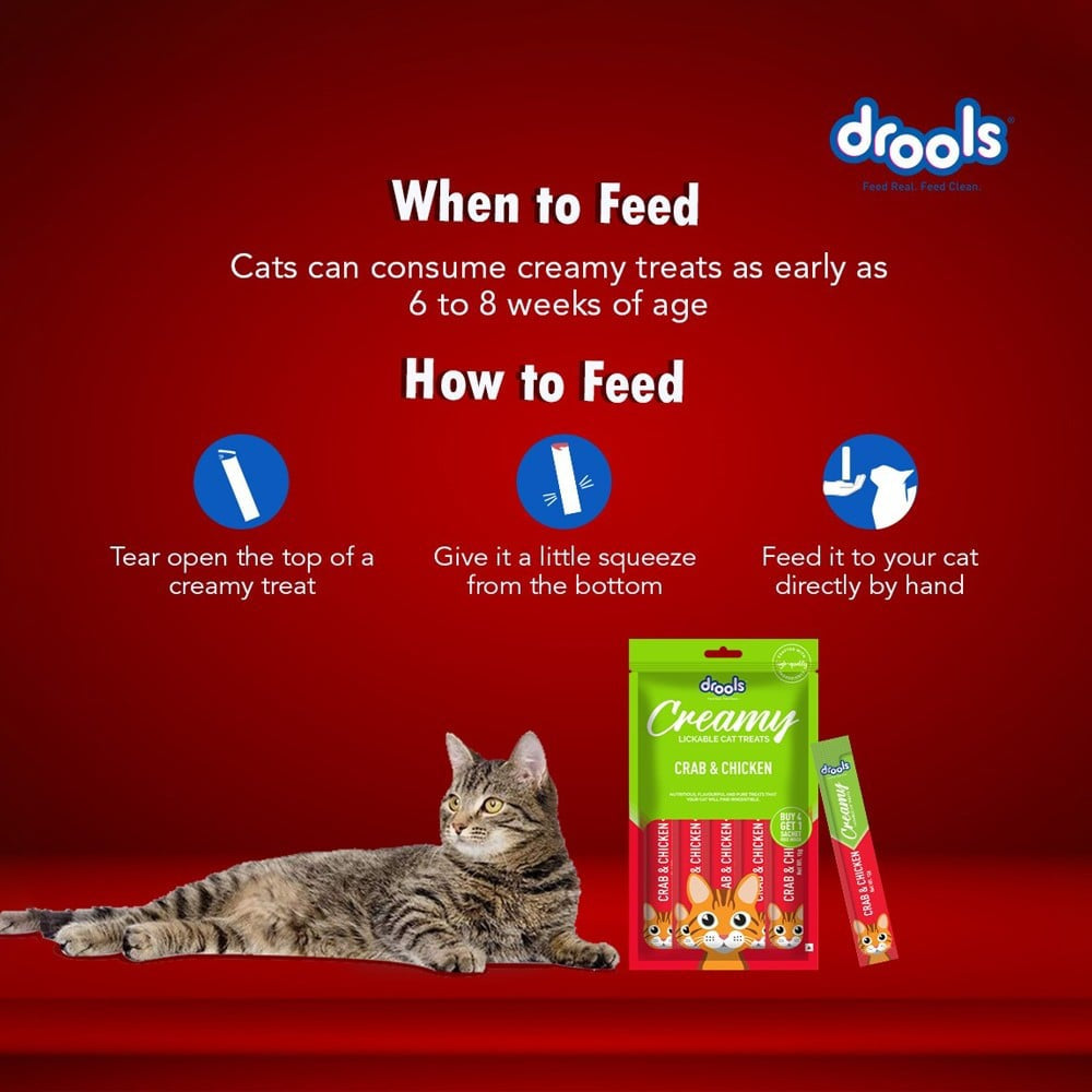 Drools Creamy Lickable Crab & Chicken Cat Treat : 1 pack (4+1 pieces)