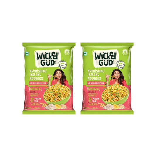 WickedGud Masala No Maida & No Oil Instant Noodles - Pack of 2 : 2 x 69 g