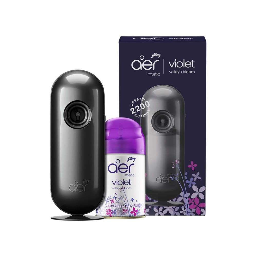 Godrej Aer Matic Air Freshener - Violet Valley Bloom (Machine + Refill) : 225 ml + 1 piece