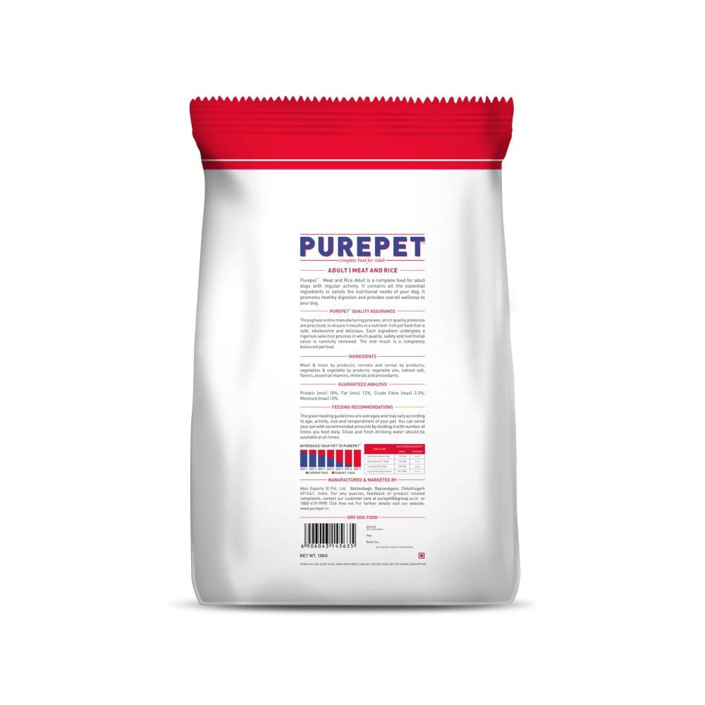 PurePet Meat & Rice Adult Dog Food : 10 kg