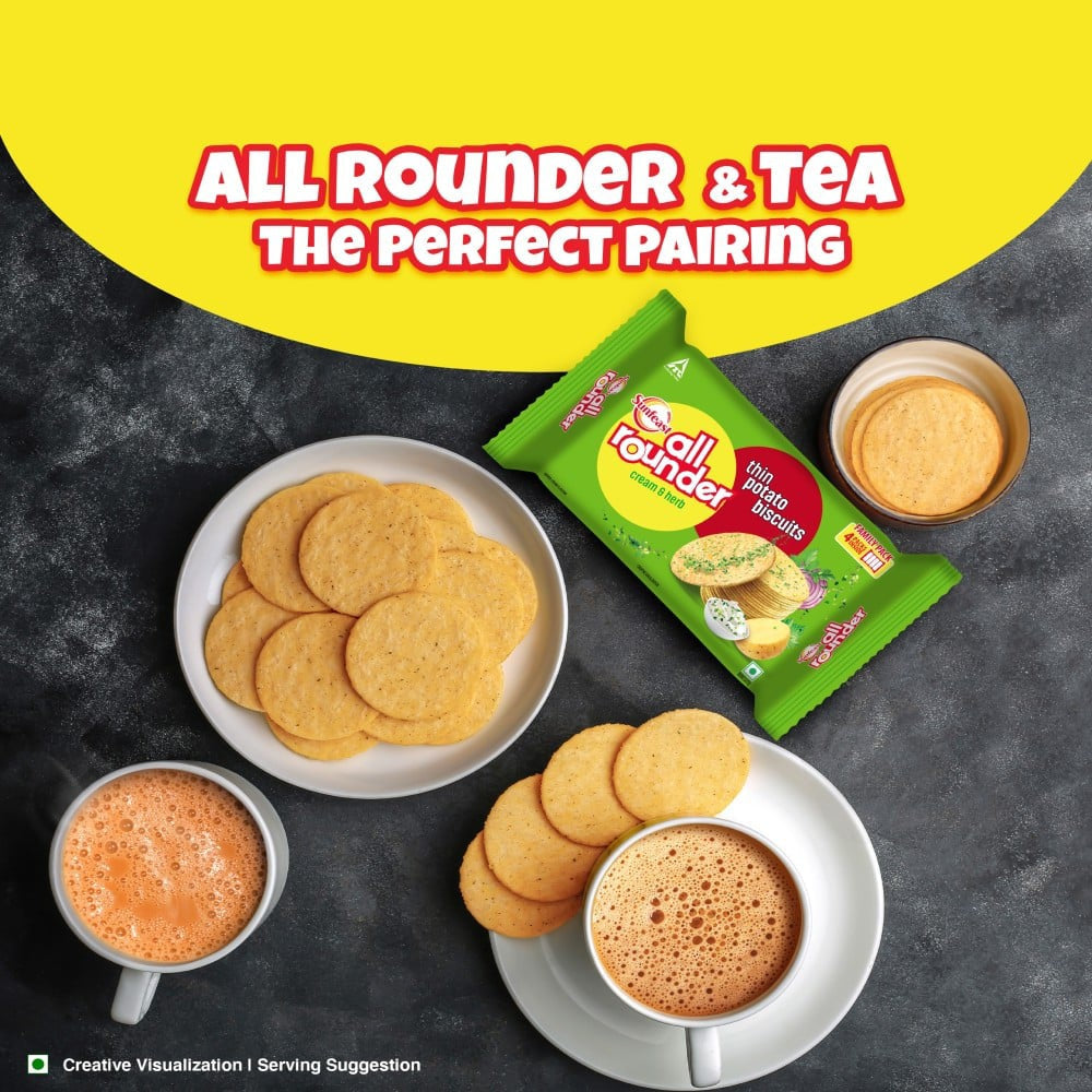 Sunfeast All Rounder Potato Biscuits with Cream & Herb Flavour : 1 pack (4 pieces X 70.5 g)