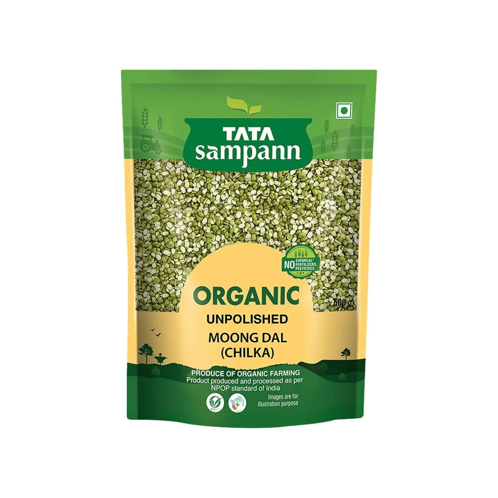 Tata Sampann Organic Moong Dal (Chilka) Unpolished : 500 g