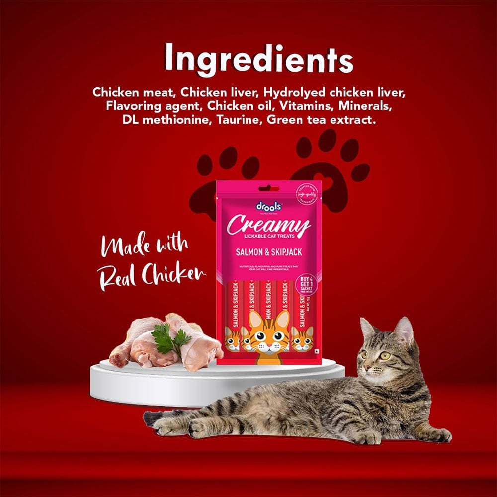 Drools Lickable Salmon & Skipjack Creamy Cat Treat : 75 g