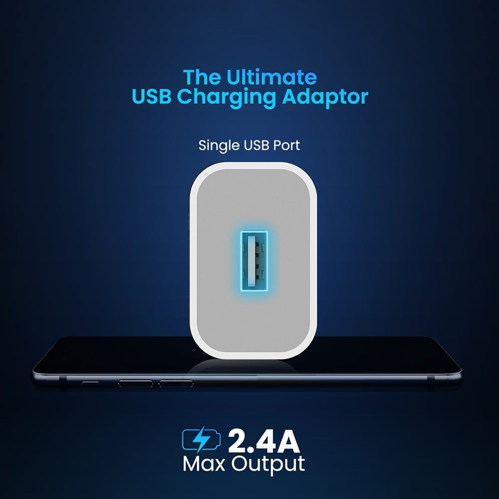 Portronics Charging Adapter (with USB Port, White) : 1 unit