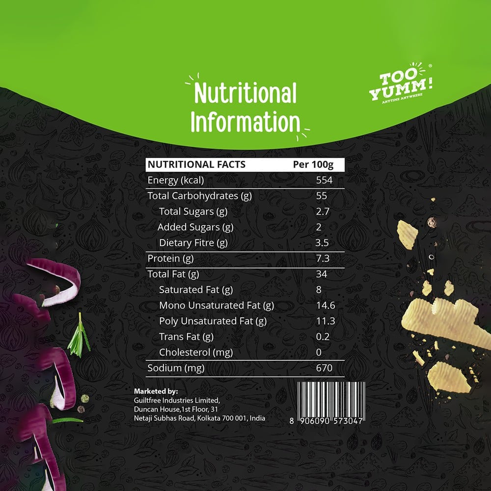 Too Yumm American Style Cream & Onion Potato Chips - Pack of 2 : 2 x 84 g