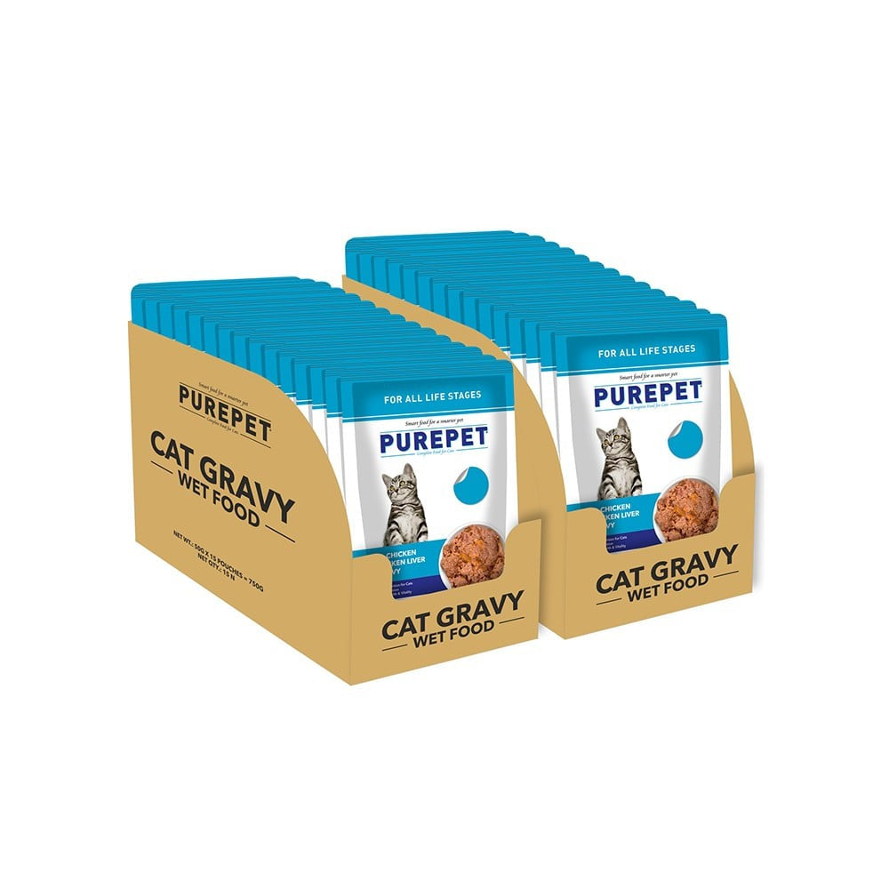 PurePet Wet Cat Food - Real Chicken and Chicken Liver in Gravy - All life stages : 50 g