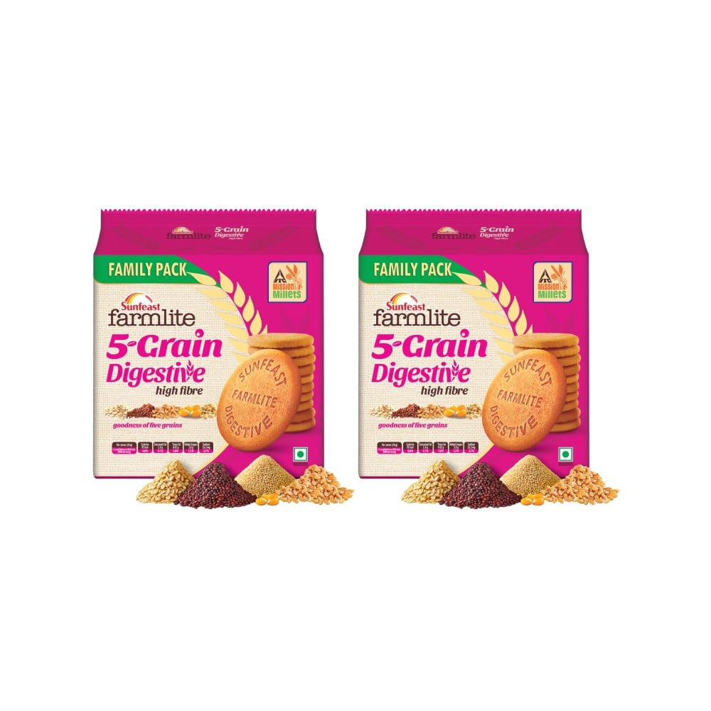 Sunfeast Farmlite 5 Grain High Fibre Digestive Biscuit - Pack of 2 : 2 x 800 g