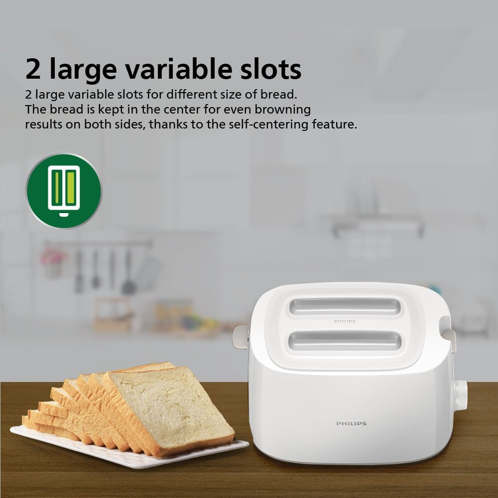 Philips Domestic 2-Slice Pop Up Toaster (830W, White) : 1 unit