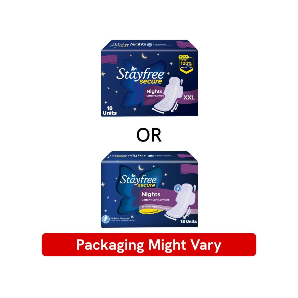 Stayfree Secure Nights Sanitary Pads : 18 pieces