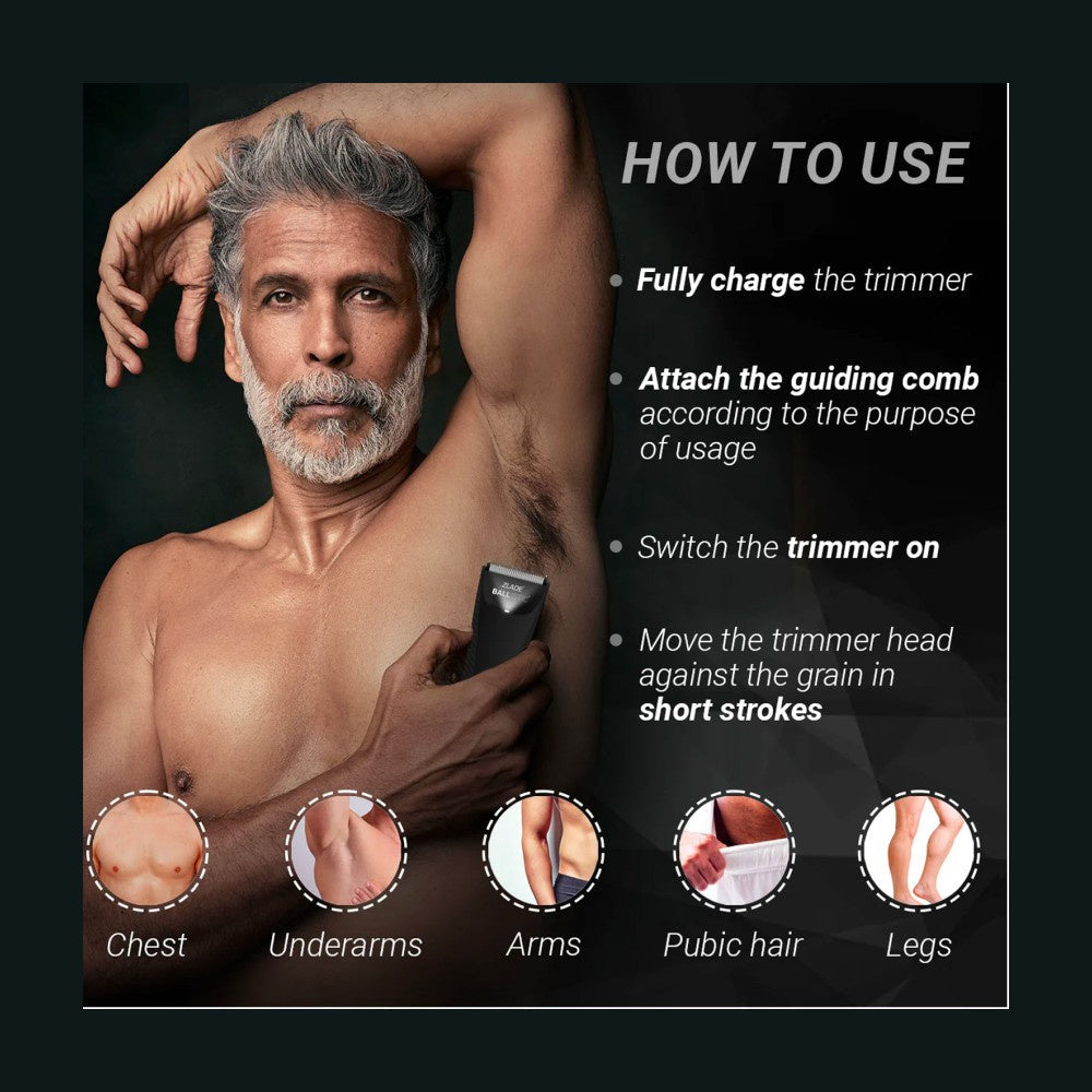 Zlade Ballistic Turbo 3.0 Manscaping Male Body Trimmer (Black, 5W) : 1 unit