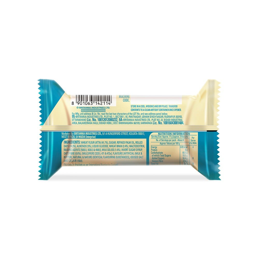 Britannia NutriChoice Almond Oats Glucose & Milk Biscuits : 75 g