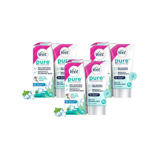 Veet Pure Hair Removal Cream (For Dry Skin) - Pack of 3 : 3 x 30 g