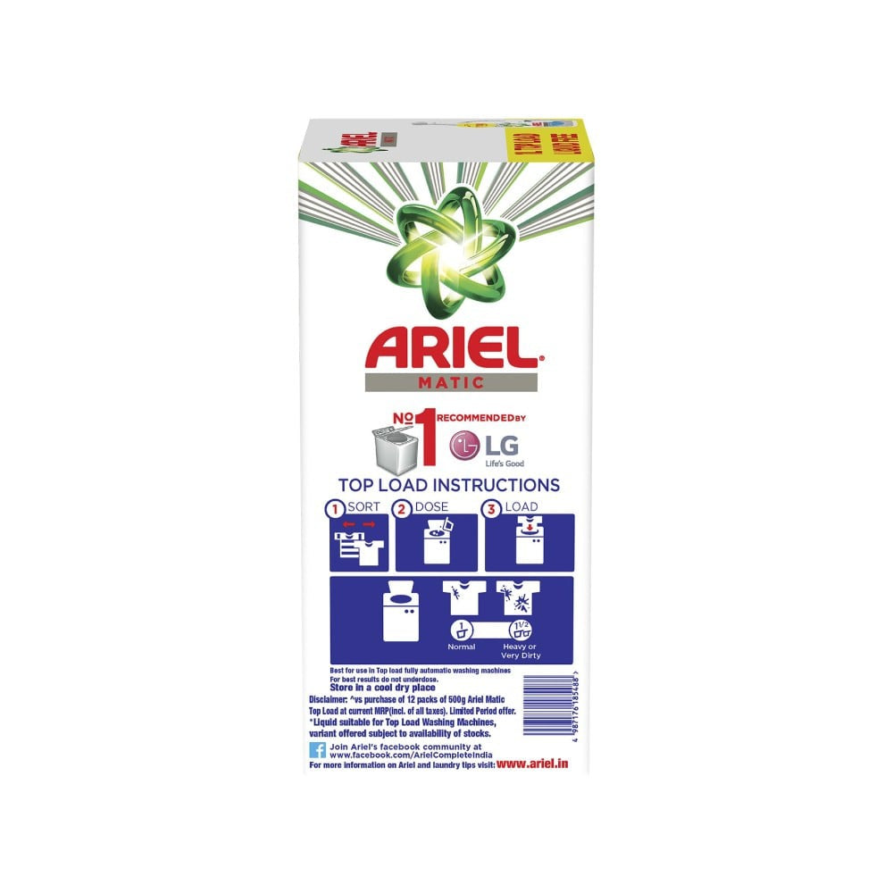 Ariel Top Load Detergent Powder + Liquid Detergent : 6 kg + 1 ltr