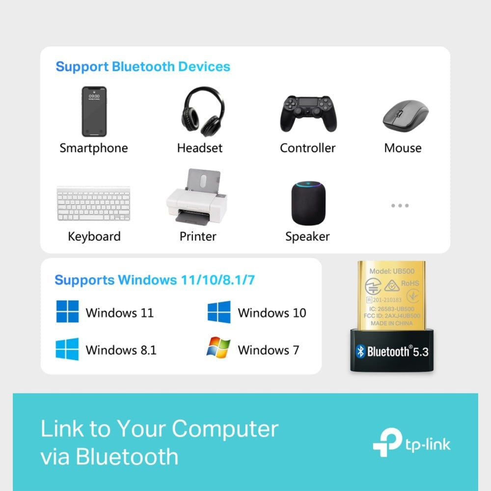 TP-LINK Nano USB 5.0 Bluetooth Adapter (Black) : 1 unit