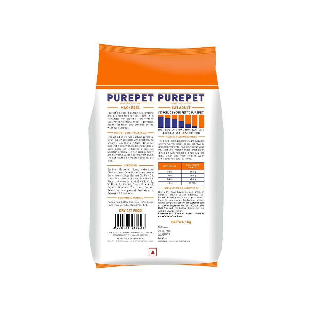 PurePet Mackerel Adult Cat Food : 1 kg