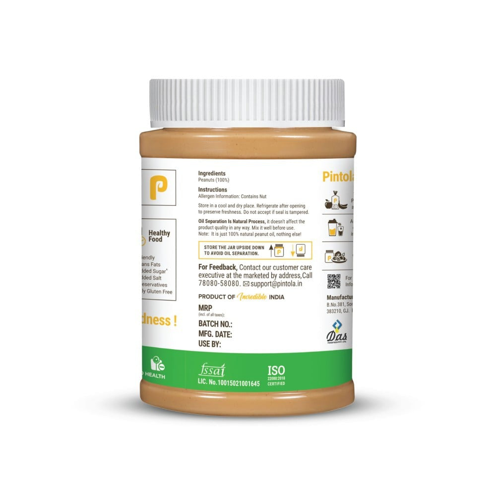 Pintola All Natural Crunchy Peanut Butter (Unsweetened) : 1 kg