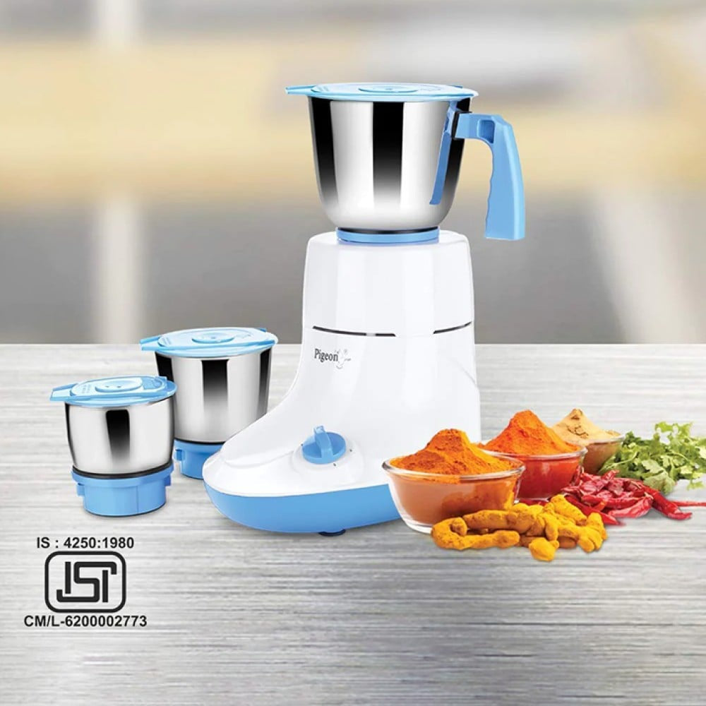Pigeon Glory 550W Juicer Mixer Grinder with 3 Stainless Steel Jars (White) : 1 unit