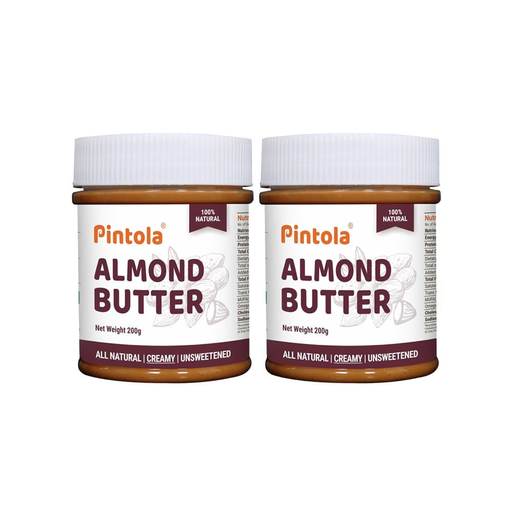Pintola Unsweetened Creamy Almond Butter - Pack of 2 : 2 x 200 g