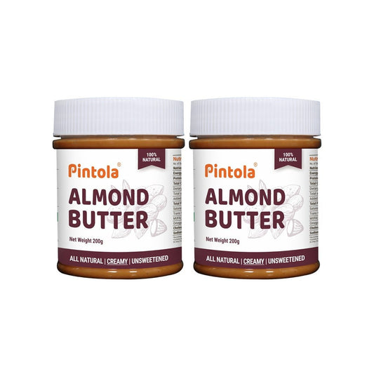 Pintola Unsweetened Creamy Almond Butter - Pack of 2 : 2 x 200 g